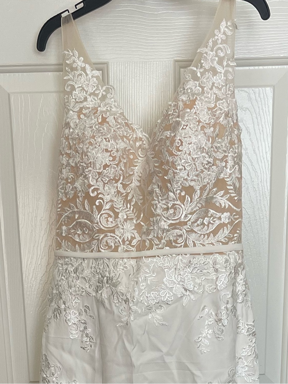 Lace Appliqué A-Line Wedding Gown in Ivory - Picture 2 of 12